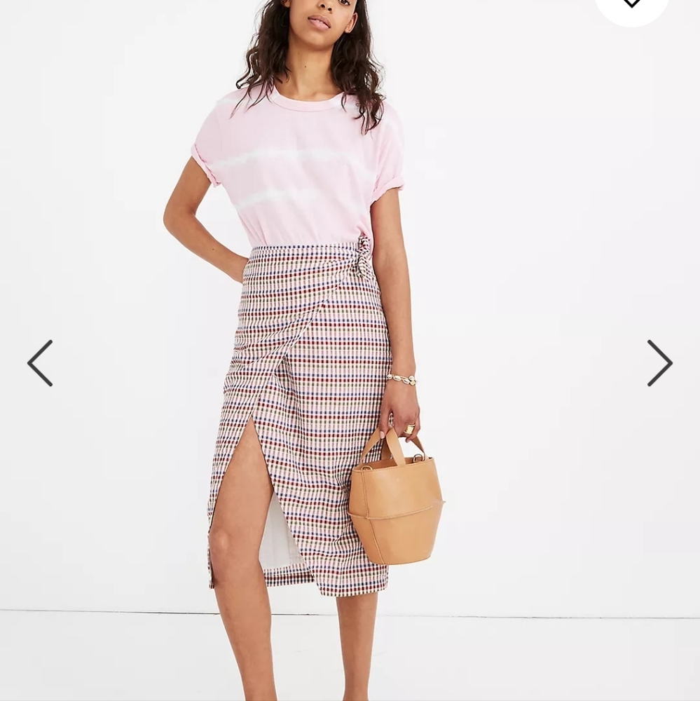 Sarong midi shirt in rainbow gingham